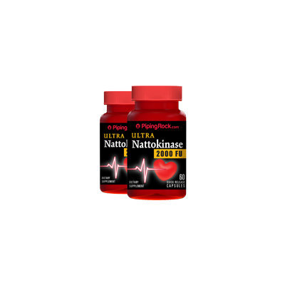 Piping Rock Ultra Nattokinase 2000 FU 100 mg 2 Bottlex x 60 Capsules