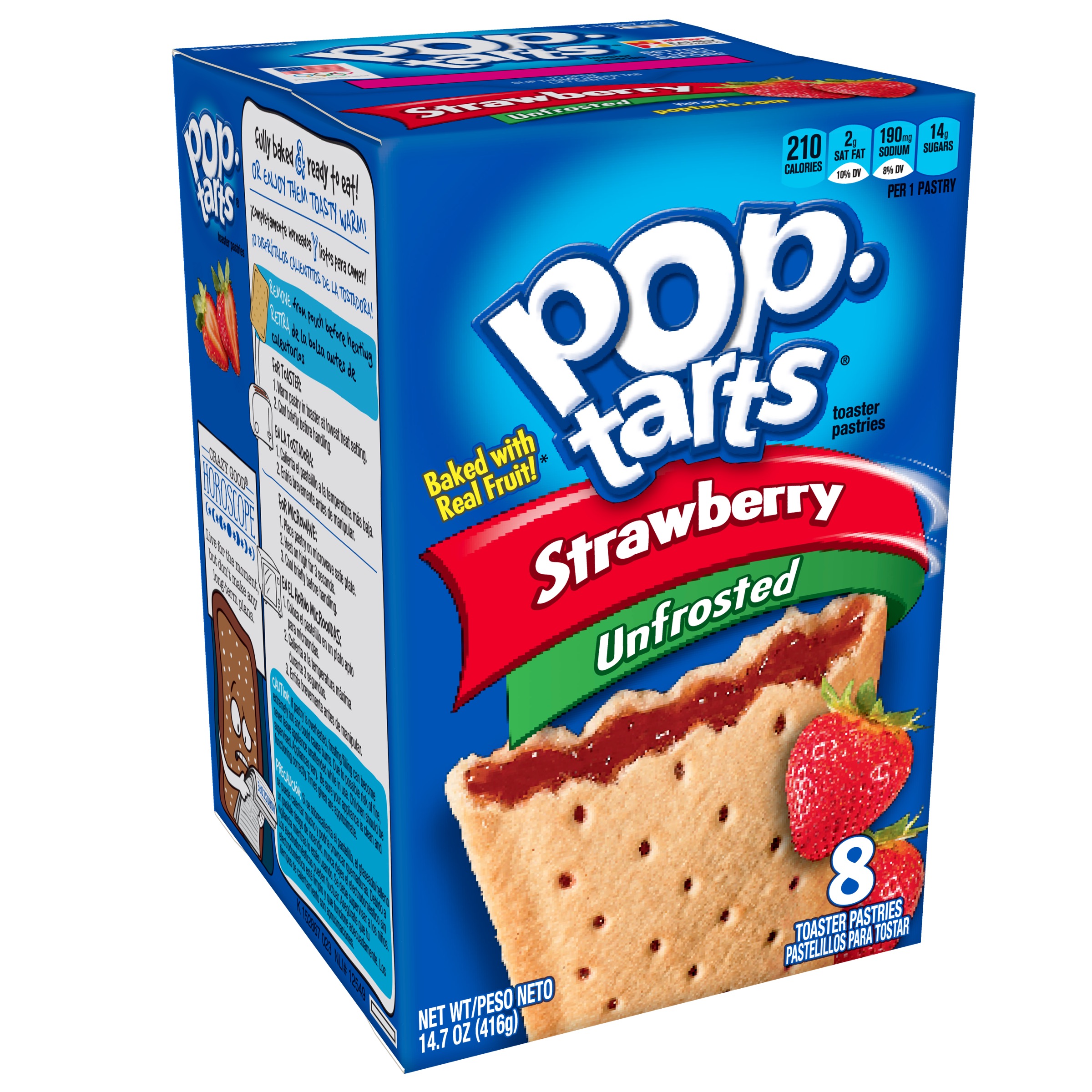 Kellogg's Pop-Tarts Unfrosted Strawberry Toaster Pastries