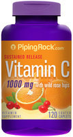 Piping Rock Vitamin C 1000mg Time Release Bioflavonoid & Rose Hips 120 Coated Caplets