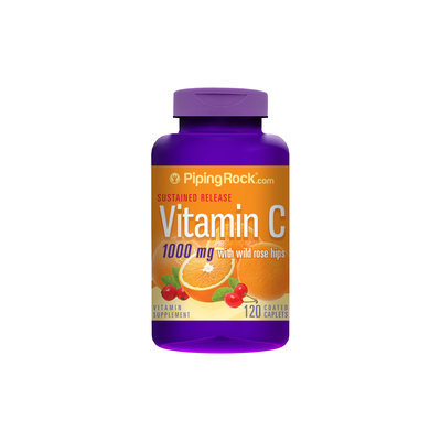 Piping Rock Vitamin C 1000mg Time Release Bioflavonoid & Rose Hips 120 Coated Caplets