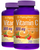 Piping Rock Vitamin C 500mg Bioflavonoid & Rose Hips 2 Bottles x 200 Capsules
