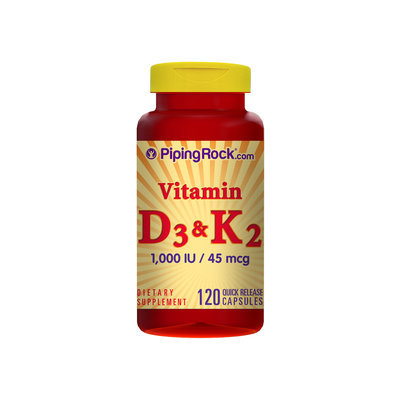Piping Rock Vitamin D 3 and K 2 120 Capsules