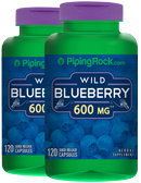 Piping Rock Wild Blueberry 600mg Fruit 2 Bottles x 120 Capsules