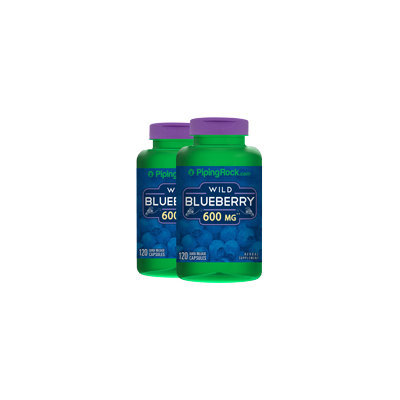 Piping Rock Wild Blueberry 600mg Fruit 2 Bottles x 120 Capsules