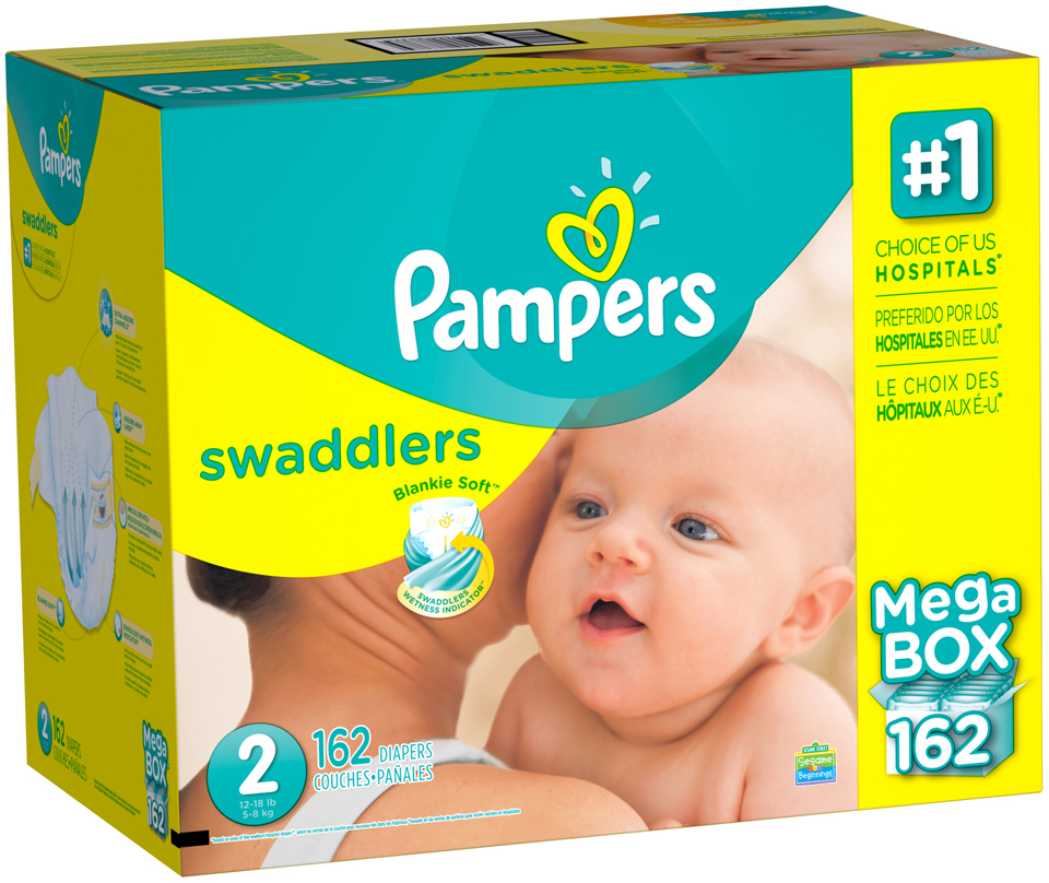 pampers swaddlers size 2 mega box